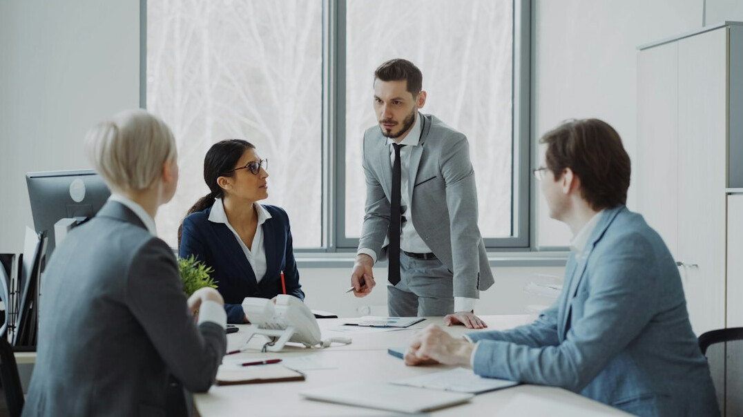 team meeting in office
